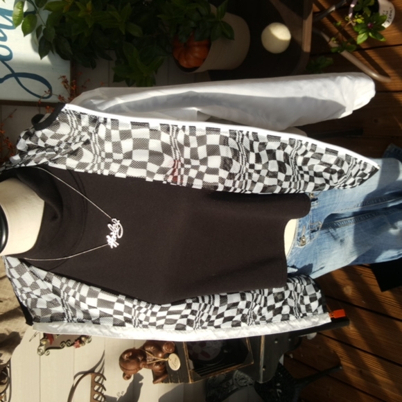 HARLEY-DAVIDSON ♡ White|Black|Orange Check Lining Zip Front Hoodie H-D Jacket M - Picture 15 of 17